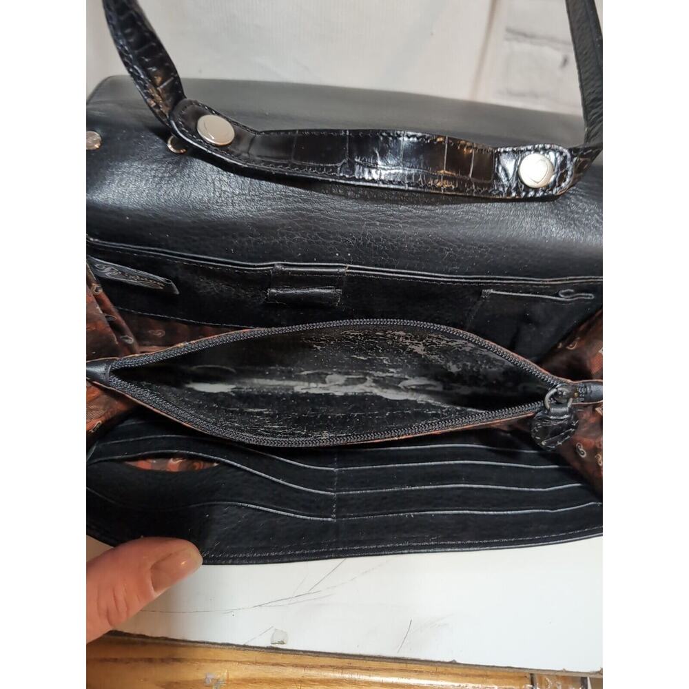 BRIGHTON Celtic Plaque Embossed Leather Clutch Handle Bag - Picture 15 of 16
